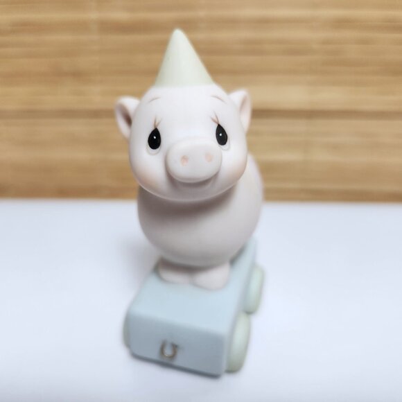 Precious Moments Pig Heaven Bless Your Special Day 3 Bisque Porcelain Vintage - Picture 5 of 7